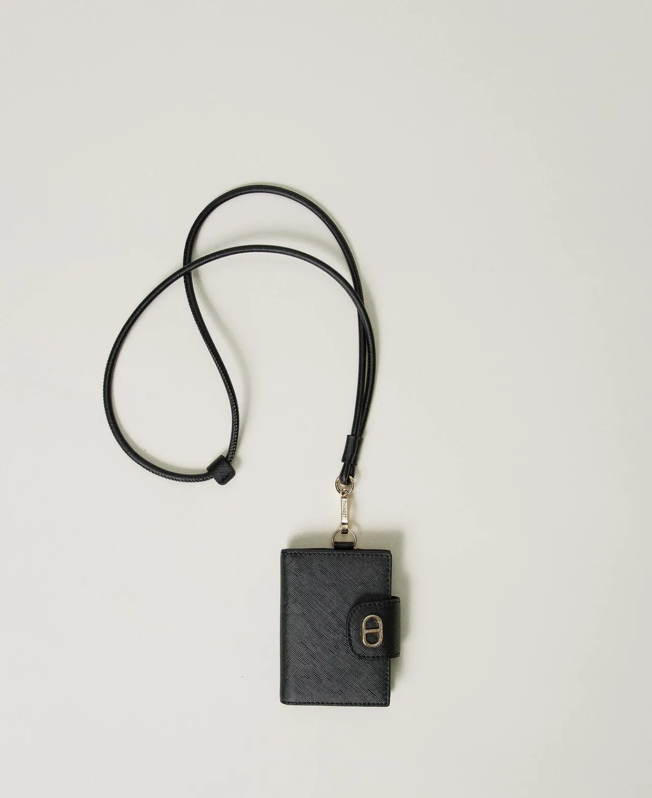 portecartes__bandoulire_a_0.webp Portefeuilles Et Porte-Clés*TWINSET Milano Porte-cartes à Bandoulière Avec Oval T Noir