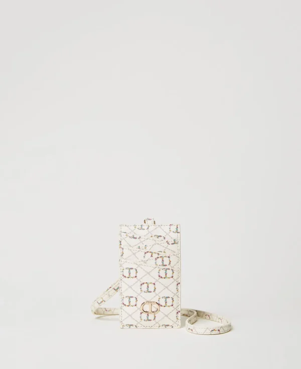 Portefeuilles Et Porte-Clés*TWINSET Milano Porte-cartes Avec Bandoulière OVAL T Fleur et Twinset/Ivoire