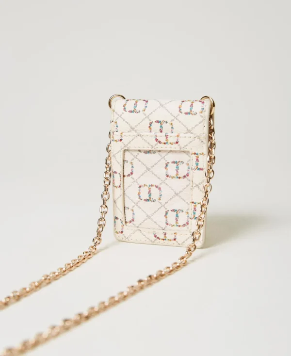 Portefeuilles Et Porte-Clés*TWINSET Milano Porte-cartes Avec Bandoulière Et Oval T OVAL T Fleur et Twinset/Ivoire