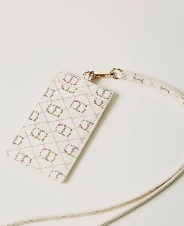 Portefeuilles Et Porte-Clés*TWINSET Milano Porte-cartes Avec Bandoulière OVAL T Fleur et Twinset/Ivoire