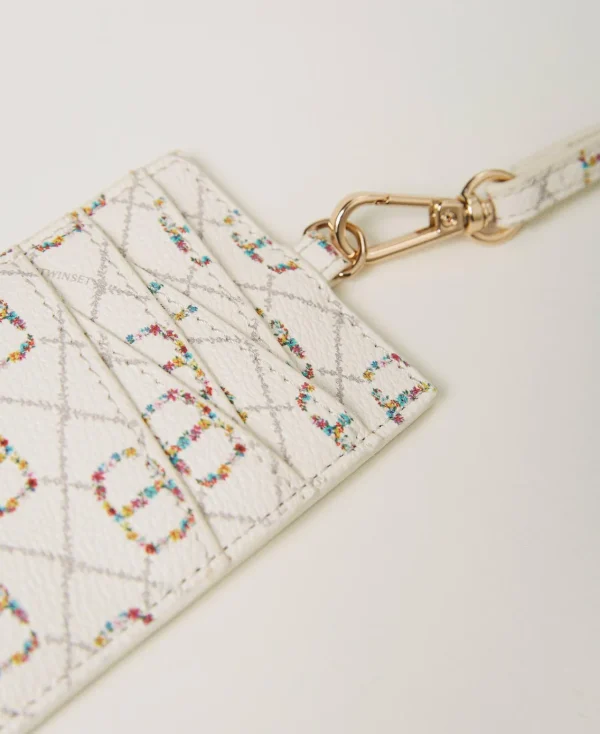 Portefeuilles Et Porte-Clés*TWINSET Milano Porte-cartes Avec Bandoulière OVAL T Fleur et Twinset/Ivoire