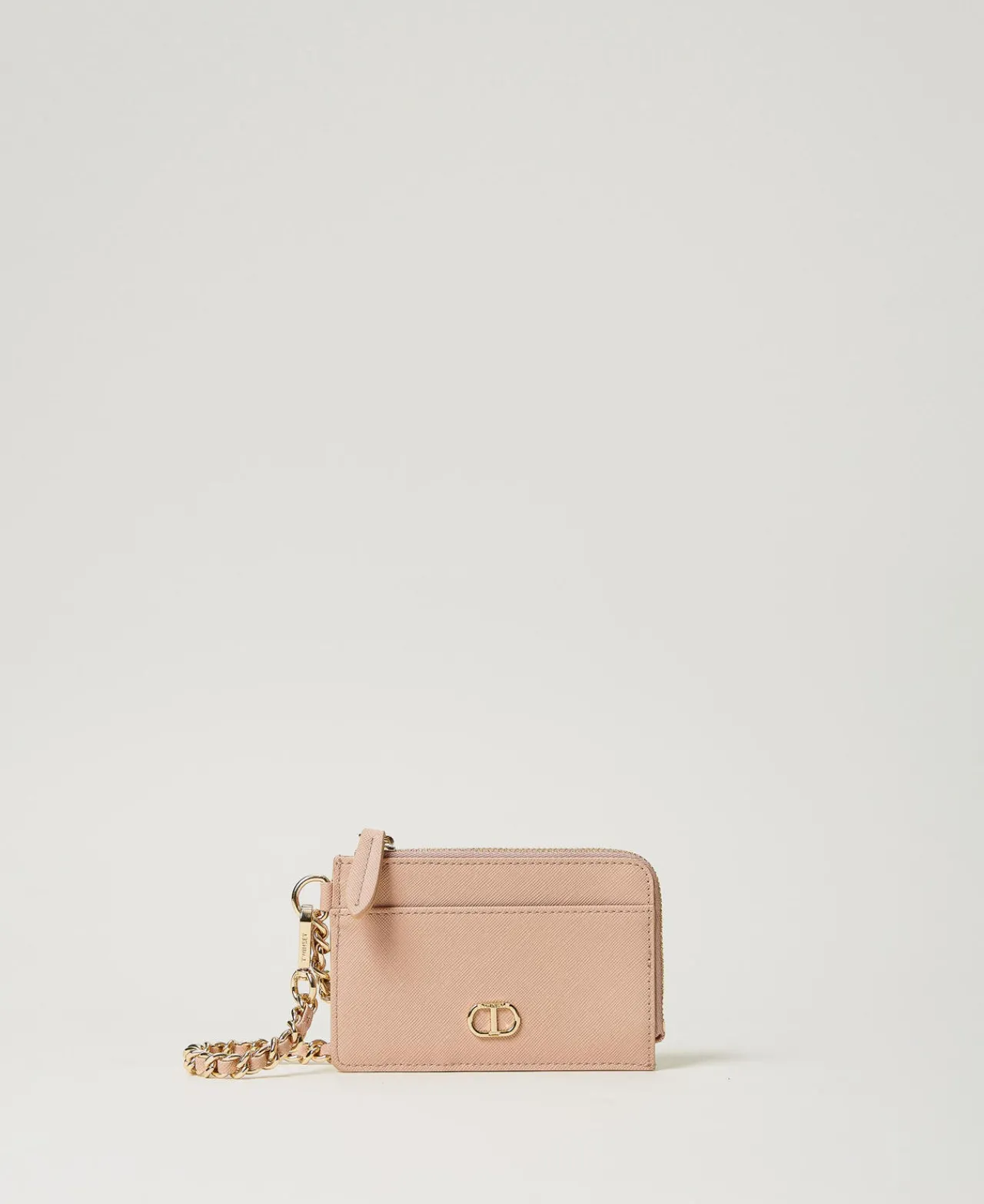 portecartes_avec_chane_et_0.webp Portefeuilles Et Porte-Clés*TWINSET Milano Porte-cartes Avec Chaîne Et Oval T Rose « Peachy Keen »