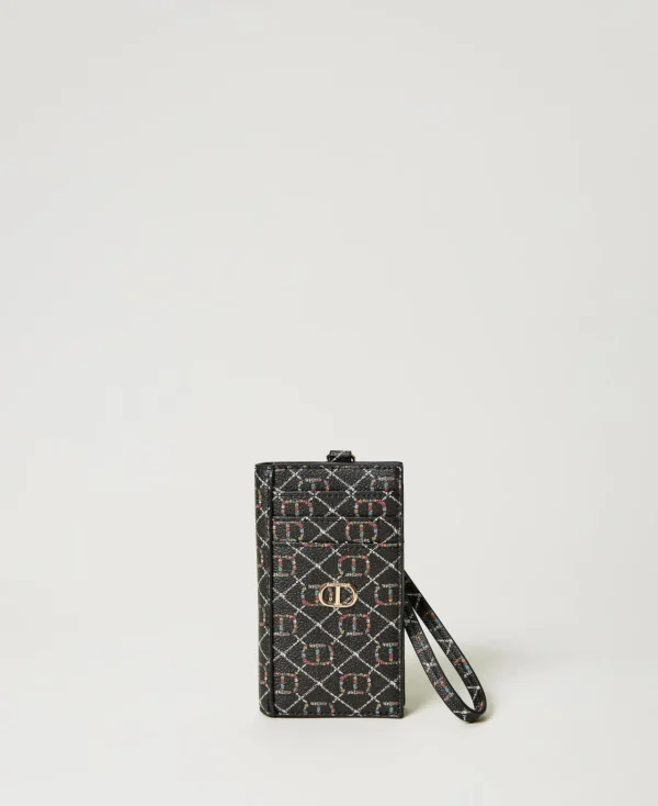 Portefeuilles Et Porte-Clés*TWINSET Milano Porte-cartes Avec Lacet OVAL T Fleur et Twinset/Noir
