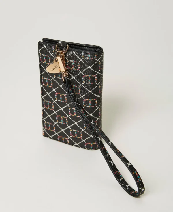 Portefeuilles Et Porte-Clés*TWINSET Milano Porte-cartes Avec Lacet OVAL T Fleur et Twinset/Noir