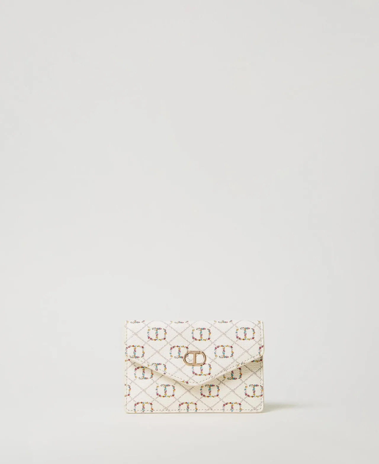 portecartes_pochette_avec_0.webp Portefeuilles Et Porte-Clés*TWINSET Milano Porte-cartes Pochette Avec Oval T OVAL T Fleur et Twinset/Ivoire