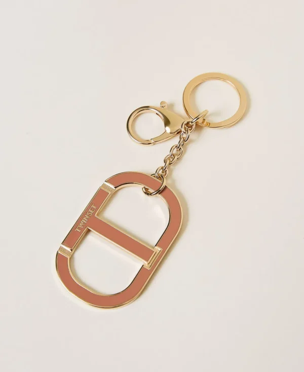Portefeuilles Et Porte-Clés*TWINSET Milano Porte-clés Avec Oval T émaillé Rose Mousse