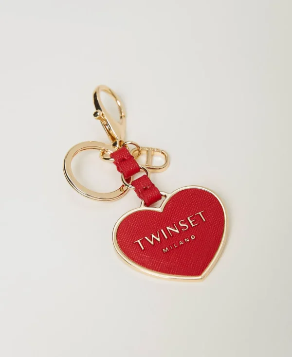 Portefeuilles Et Porte-Clés*TWINSET Milano Porte-clés En Cœur Avec Logo Rouge Laque