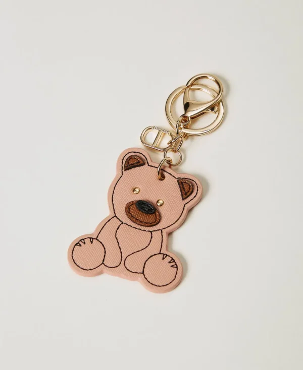 Portefeuilles Et Porte-Clés*TWINSET Milano Porte-clés Ourson Avec Oval T Rose Poudre