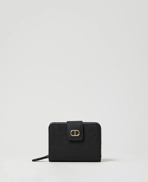 Portefeuilles Et Porte-Clés*TWINSET Milano Portefeuille Avec Fermeture éclair Et Bouton Oval T Noir
