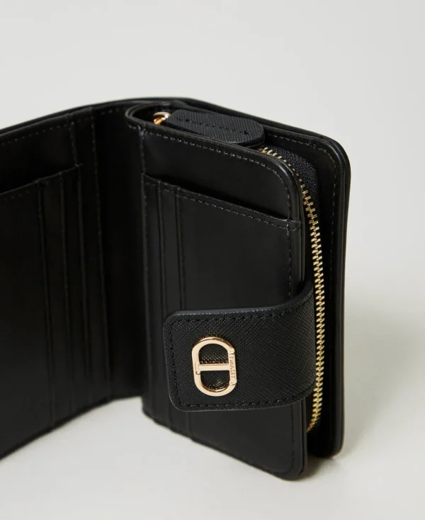 Portefeuilles Et Porte-Clés*TWINSET Milano Portefeuille Avec Fermeture éclair Et Bouton Oval T Noir