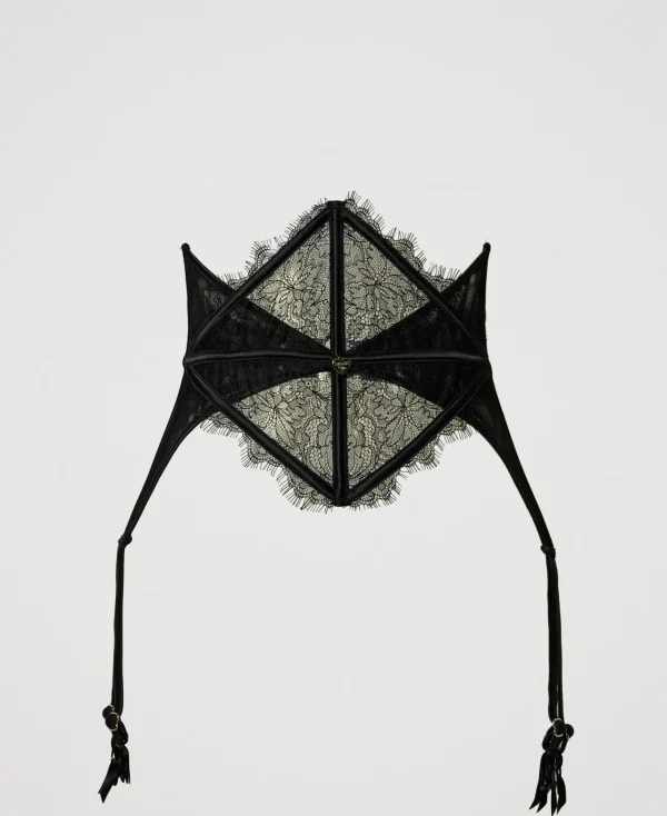 Sous-Vêtements Et Vêtements De Nuit*TWINSET Milano Porte-jarretelles En Dentelle Et Tulle Noir