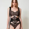 Sous-Vêtements Et Vêtements De Nuit*TWINSET Milano Porte-jarretelles En Dentelle Et Tulle Noir