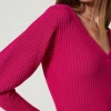 pull_ajust_ctel_0.webp Pulls Et Cardigans*TWINSET Milano Pull Ajusté Côtelé Super Pink