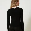 Pulls Et Cardigans*TWINSET Milano Pull Avec Ajours Et Clous Noir