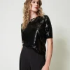 pull_avec_broderie_de_seq_2.webp Pulls Et Cardigans*TWINSET Milano Pull Avec Broderie De Sequins All-over Noir