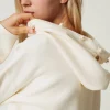 pull_avec_capuche_et_perl_0.webp Pulls Et Cardigans | Sweat-Shirts*TWINSET Milano Pull Avec Capuche Et Perles Blanc Antique White