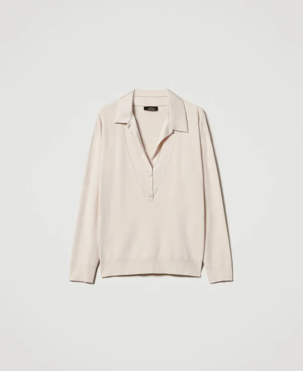 Pulls Et Cardigans*TWINSET Milano Pull Avec Col En Satin Rose Cloud Pink