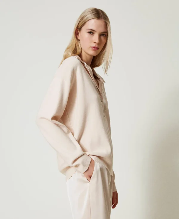 Pulls Et Cardigans*TWINSET Milano Pull Avec Col En Satin Rose Cloud Pink