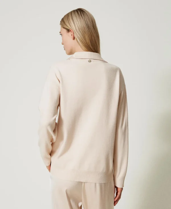 Pulls Et Cardigans*TWINSET Milano Pull Avec Col En Satin Rose Cloud Pink