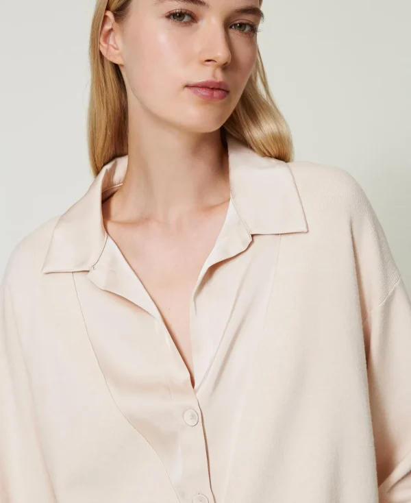 Pulls Et Cardigans*TWINSET Milano Pull Avec Col En Satin Rose Cloud Pink