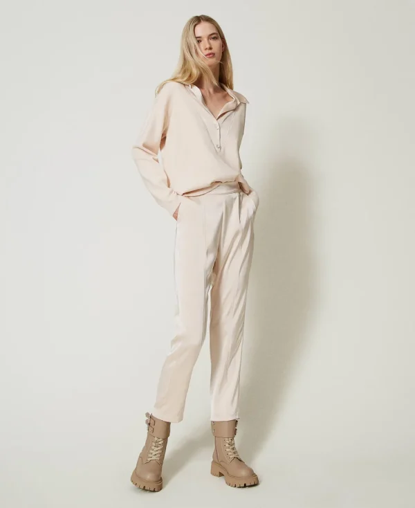 Pulls Et Cardigans*TWINSET Milano Pull Avec Col En Satin Rose Cloud Pink
