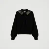 Pulls Et Cardigans*TWINSET Milano Pull Avec Dentelle Et Nœud Noir