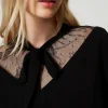Pulls Et Cardigans*TWINSET Milano Pull Avec Dentelle Et Nœud Noir