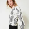 Pulls Et Cardigans*TWINSET Milano Pull Avec Imprimé Jaguars Imprimé Jaguars Noir/Blanc Neige