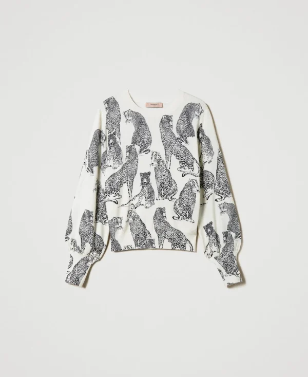 Pulls Et Cardigans*TWINSET Milano Pull Avec Imprimé Jaguars Imprimé Jaguars Noir/Blanc Neige