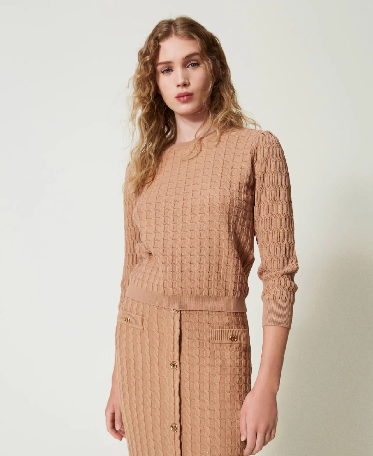 Pulls Et Cardigans*TWINSET Milano Pull Avec Mélange De Points Marron « Sandy Brown »
