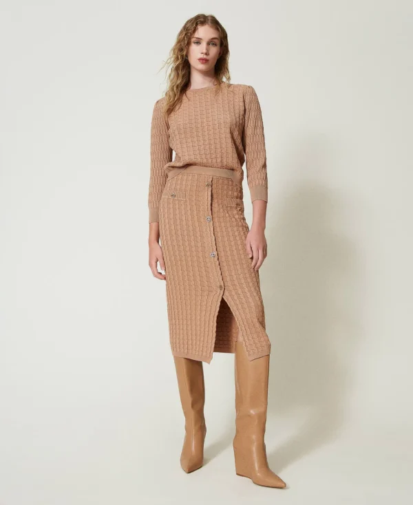Pulls Et Cardigans*TWINSET Milano Pull Avec Mélange De Points Marron « Sandy Brown »