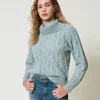 Pulls Et Cardigans*TWINSET Milano Pull Avec Torsades Et Grand Col Vert Agave