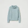 Pulls Et Cardigans*TWINSET Milano Pull Avec Torsades Et Grand Col Vert Agave