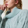 Pulls Et Cardigans*TWINSET Milano Pull Avec Torsades Et Grand Col Vert Agave