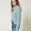 Pulls Et Cardigans*TWINSET Milano Pull Avec Torsades Et Grand Col Vert Agave