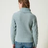 Pulls Et Cardigans*TWINSET Milano Pull Avec Torsades Et Grand Col Vert Agave