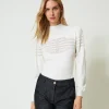 Pulls Et Cardigans*TWINSET Milano Pull Col Montant Avec Finition Oval T Blanc Neige