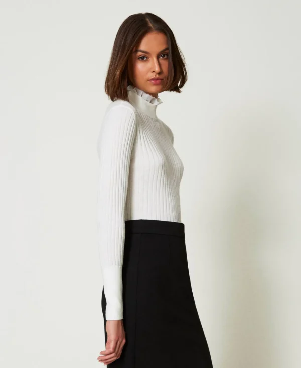 pull_col_montant_avec_per_2.webp Pulls Et Cardigans*TWINSET Milano Pull Col Montant Avec Perles Crème White