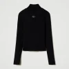 pull_col_montant_ctel_ave_1.webp Pulls Et Cardigans*TWINSET Milano Pull Col Montant Côtelé Avec Logo Noir