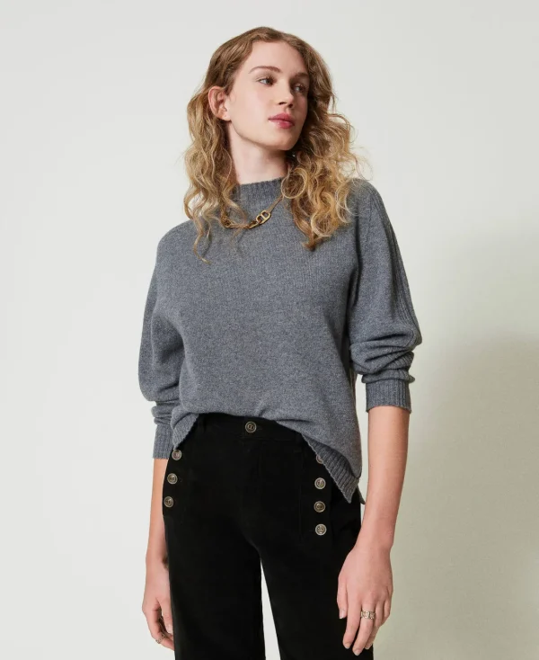 Pulls Et Cardigans*TWINSET Milano Pull Col Montant En Cachemire Gris moyen chiné