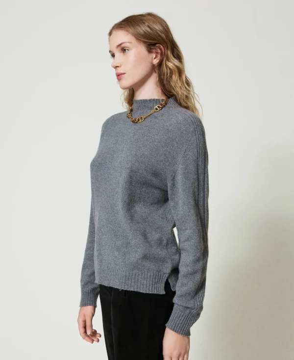 Pulls Et Cardigans*TWINSET Milano Pull Col Montant En Cachemire Gris moyen chiné