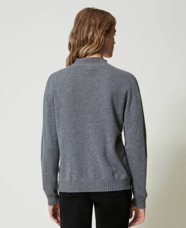 Pulls Et Cardigans*TWINSET Milano Pull Col Montant En Cachemire Gris moyen chiné