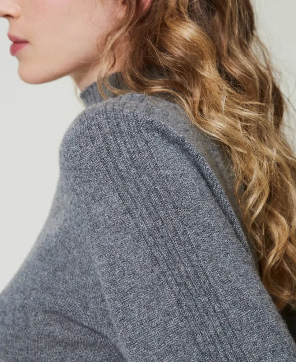 Pulls Et Cardigans*TWINSET Milano Pull Col Montant En Cachemire Gris moyen chiné