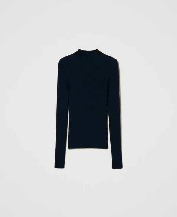 Pulls Et Cardigans*TWINSET Milano Pull Col Montant Sans Coutures En Laine Noir