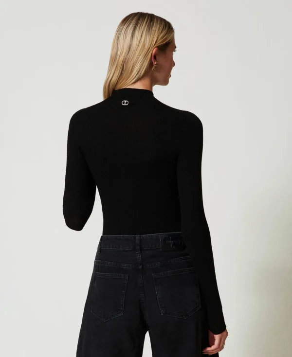 Pulls Et Cardigans*TWINSET Milano Pull Col Montant Sans Coutures En Laine Noir