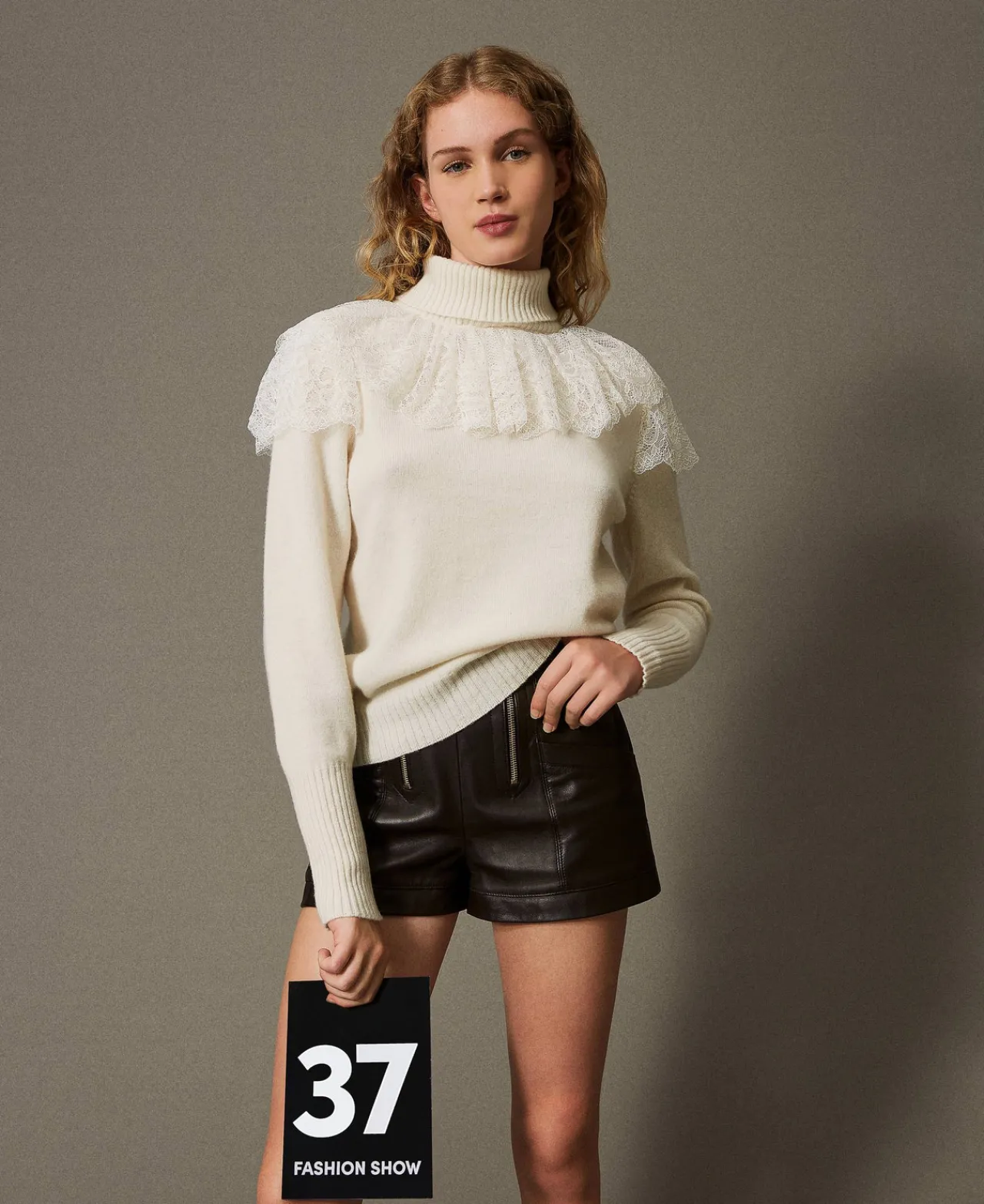 Pulls Et Cardigans*TWINSET Milano Pull Col Roulé En Laine Et Cachemire Blanc « Old White »