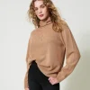 Pulls Et Cardigans*TWINSET Milano Pull Col Roulé En Mélange De Laine Et Lurex Bicolore Marron « Sandy Brown »/Or Lurex