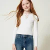 Pulls Et Cardigans*TWINSET Milano Pull Côtelé Avec Finition Croisée Off White