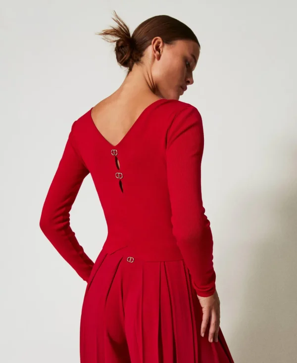 pull_double_usage_avec_ov_6.webp Pulls Et Cardigans*TWINSET Milano Pull Double Usage Avec Oval T Rouge Vénitien