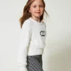pull_effet_fourrure_avec__2.webp Pulls Et Cardigans*TWINSET Milano Pull Effet Fourrure Avec Logo Oval T Off White